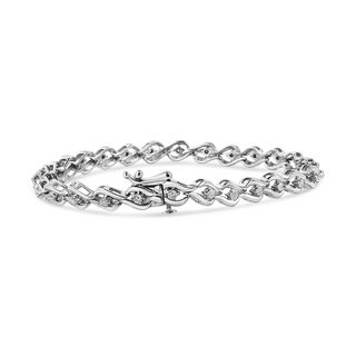 .925 Sterling Silver 1/10 Cttw Round-Cut Diamond Link Bracelet (I-J Color, I3 Promo Clarity) - 7.25"