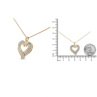 .925 Sterling Silver 1.00 Cttw Baguette Diamond Composite Open Heart 18" Inch Pendant Necklace (I-J Color, I1-I2 Clarity)