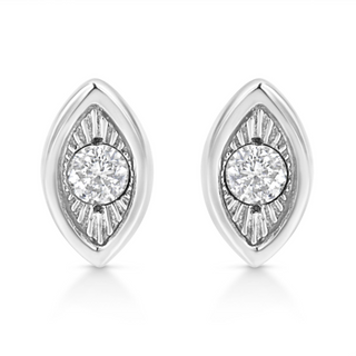 .925 Sterling Silver 1/10 Cttw Miracle-Set Diamond Stud Earrings (I-J Color, I2-I3 Clarity) - Choice of Shapes