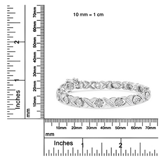 .925 Sterling Silver 1.0 Cttw Round-Brilliant and Baguette Cut Diamond Miracle-Set X-Link 7" Tennis Bracelet (I-J Color, I2-I3 Clarity)