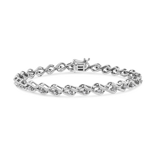 .925 Sterling Silver 1/10 Cttw Round-Cut Diamond Links of Flame Bracelet (I-J Color, I3) - 7.25"