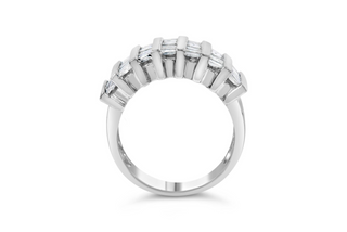 .925 Sterling Silver 1.0 Cttw Baguette Cut Diamond Vertical Channel Fluted Multi-Row Unisex Fashion Wedding Ring (H-I Color, I1-I2 Clarity)