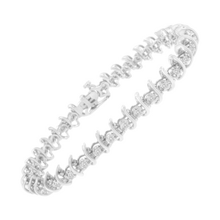 .925 Sterling Silver 1 cttw Prong-Set Diamond Link Bracelet (I-J, I1-I2) - 7.25"