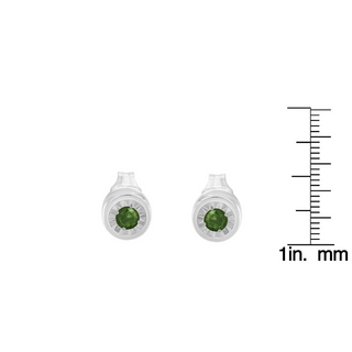 .925 Sterling Silver 0.15 Cttw Round Brilliant-Cut Green Diamond Miracle-Set Stud Earrings (Fancy Color-Enhanced, I1-I2 Clarity)