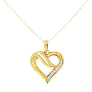 .925 Sterling Silver 1/10 Cttw Diamond Open Heart 18" Pendant Necklace (I-J Color, I2-I3 Clarity)