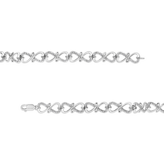 .925 Sterling Silver 1/3 Cttw Round-Cut Diamond Double Heart Infinity Link 7.25" Bracelet (H-I Color, I3 Clarity)