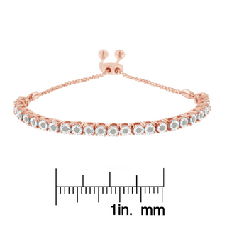 .925 Sterling Silver 1/4 Cttw Miracle-Set Diamond 4”-10” Adjustable Bolo Tennis Bracelet (I-J Color, I3 Clarity)