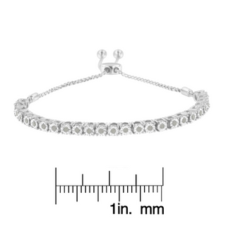 .925 Sterling Silver 1/4 Cttw Miracle-Set Diamond 4”-10” Adjustable Bolo Tennis Bracelet (I-J Color, I3 Clarity)