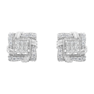 .925 Sterling Silver 1/2 Cttw Round-Cut Diamond Stud Earrings (I-J Color, I1-I2 Clarity)