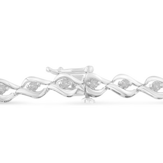 .925 Sterling Silver 1/2 Cttw Rose Cut Diamond Almond Shape Link Tennis Bracelet (I-J Color, I3 Clarity) - 7” 