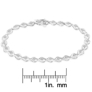 .925 Sterling Silver 1/2 Cttw Rose Cut Diamond Almond Shape Link Tennis Bracelet (I-J Color, I3 Clarity) - 7” 