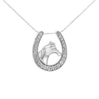 .925 Sterling Silver 1/4 cttw Diamond U Shape Pendant Necklace (I-J, I3-Promo)