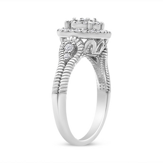 .925 Sterling Silver 1/3 Cttw Miracle Set Round-Cut Diamond Cocktail Ring (H-I Color, I1-I2 Clarity)