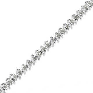 .925 Sterling Silver 1/2 Cttw Diamond S Link Tennis Bracelet (I-J Color, I3 Clarity) 