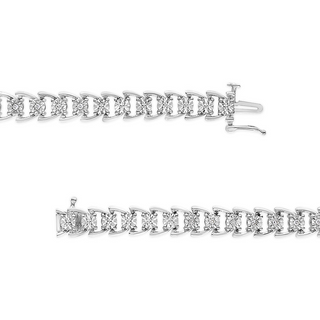 .925 Sterling Silver 1/4 Cttw Miracle Set Round Diamond Composite Open Linked Composite Line Bracelet (I-J Color, I3-Promo Clarity) - 7.5"