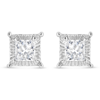 .925 Sterling Silver 1/2 Cttw Princess-cut Diamond Stud Earring (I-J Color, I2-I3 Clarity)