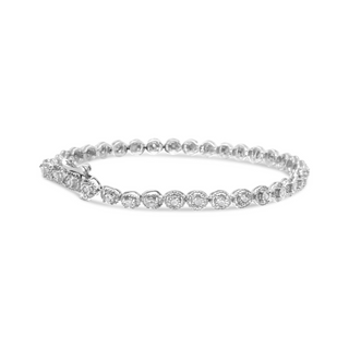 .925 Sterling Silver 1/2 cttw Miracle Set Diamond Milgrain Style Link Bracelet (I-J, I3-Promo) - Size 7.25"