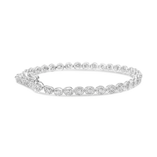 .925 Sterling Silver 1/2 cttw Miracle Set Diamond Milgrain Style Link Bracelet (I-J, I3-Promo) - Size 7.25"