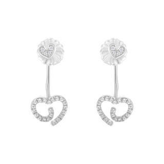 .925 Sterling Silver 1/4 Cttw Diamond Swirl Heart Front/Back Earrings (I-J Color, I2-I3 Clarity)