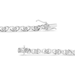 .925 Sterling Silver 1/2 Cttw Round Diamond Cluster X-Link Bracelet (I-J Color, I1-I2 Clarity) - 7.25"