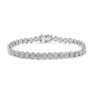 .925 Sterling Silver 2.0 Cttw Diamond Cluster Link Bracelet (I-J Color, I2-I3 Clarity) - Size 7.25"