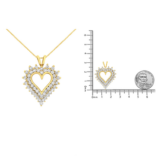 .925 Sterling Silver 3.00 Cttw Round Cut Diamond Cluster Heart 18" Pendant Necklace (K-L Color, I1-I2 Clarity)