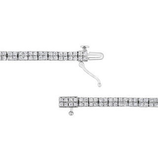 .925 Sterling Silver 3.0 Cttw Prong-Set Round Diamond 2 Row Link Tennis Bracelet (I-J Color, I3 Clarity) - 7.25"