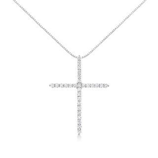 .925 Sterling Silver 3.0 cttw Prong Set Round-Cut Diamond Cross 18" Pendant Necklace (I-J Color, I2-I3 Clarity)