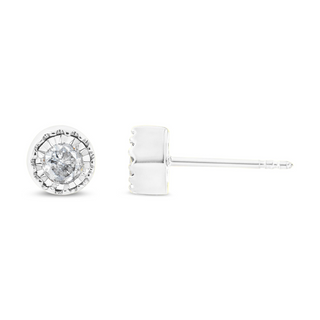 .925 Sterling Silver 3/8 Cttw Solitaire Diamond Miracle Set Stud Earrings (J-K Color, I3 Clarity)