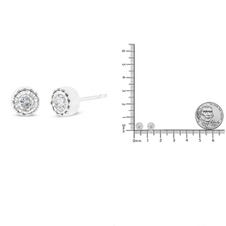 .925 Sterling Silver 3/8 Cttw Solitaire Diamond Miracle Set Stud Earrings (J-K Color, I3 Clarity)