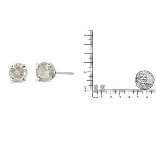 .925 Sterling Silver 4-Prong Round-cut "Salt and Pepper" Diamond Classic Stud Earrings (I-J Color, I3 Clarity)