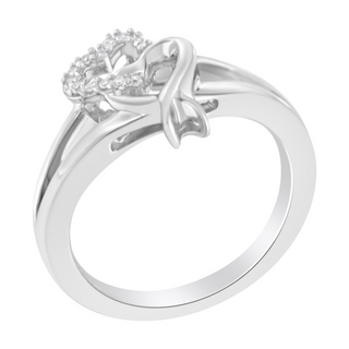 .925 Sterling Silver Diamond Heart Accent Ring (1/20 Cttw, H-I Color, I1-I2 Clarity).50