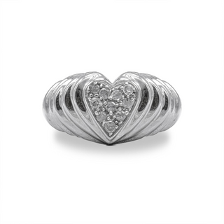 .925 Sterling Silver 1/6 Cttw Round Diamond "Heartbeat" Heart Band Ring (I-J Color, I3 Clarity)