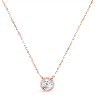 .925 Sterling Silver Round-Cut Diamond Bezel 18" Pendant Necklace (J-K Color, I1-I2 Clarity)