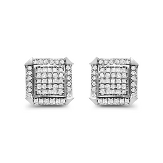 10K White Gold 1.0 Cttw Diamond  Composite with Halo Stud Earrings (H-I Color, I1-I2 Clarity)