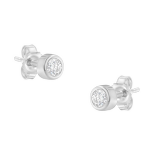 10K Gold 1/5 Cttw Round Brilliant-Cut Near Colorless Diamond Bezel-Set Stud Earrings (H-I Color, I1-I2 Clarity)