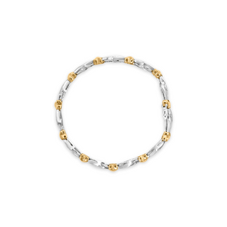 10k Two-Toned Gold 2.00 Cttw Channel Set Baguette-Diamond Weave and  "X" Spiral Link Bracelet (H-I Color, I1-I2 Clarity) - 7"