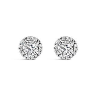 10K White Gold 1.00 Cttw Diamond Hidden Halo Stud Earring (H-I Color, I1-I2 Clarity)