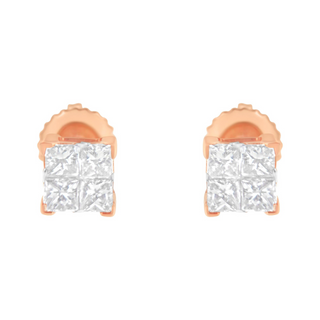 10K Gold Princess Diamond Composite Stud Earring (1/2 cttw, I-J Color, I1-I2 Clarity)