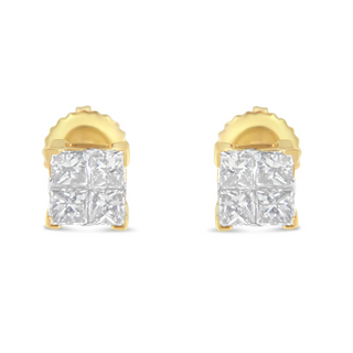 10K Gold Princess Diamond Composite Stud Earring (1/2 cttw, I-J Color, I1-I2 Clarity)