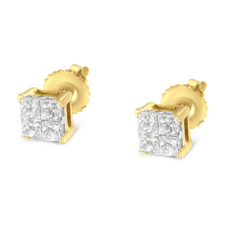 10K Gold Princess Diamond Composite Stud Earring (1/2 cttw, I-J Color, I1-I2 Clarity)