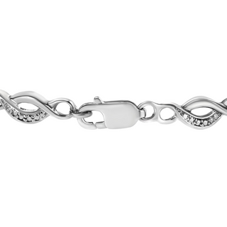 .925 Sterling Silver Prong Set Diamond Accent Curved Spiral Link Bracelet (I-J Color, I3 Clarity) - 7.25"