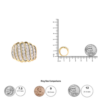 10 Yellow Gold 2.00 Cttw Diamond Multi Row Cocktail Band Ring (I-J Color, I1-I2 Clarity)