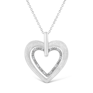 .925 Sterling Silver Prong-Set Diamond Accent Double Heart 18" Pendant Necklace (I-J Color, I1-I2 Clarity)