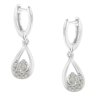 .925 Sterling-Silver 1/5 cttw Miracle-Set Round Diamond Drop and Dangle Hoop Earring (I-J Color, I3 Clarity)