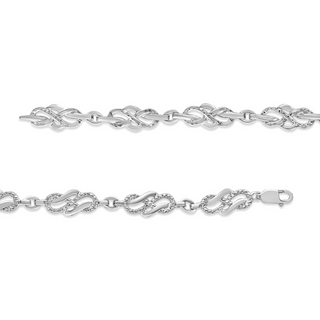 .925 Sterling Silver Prong Set Diamond Accent Infinity Weave Link 7.25" Bracelet (I-J Color, I3 Clarity)