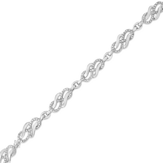 .925 Sterling Silver Prong Set Diamond Accent Infinity Weave Link 7.25" Bracelet (I-J Color, I3 Clarity)