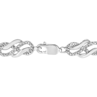 .925 Sterling Silver Prong Set Diamond Accent Infinity Weave Link 7.25" Bracelet (I-J Color, I3 Clarity)