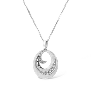 .925 Sterling Silver Pave-Set Diamond Accent Fashion Circle 18" Pendant Necklace (I-J Color, I1-I2 Clarity)