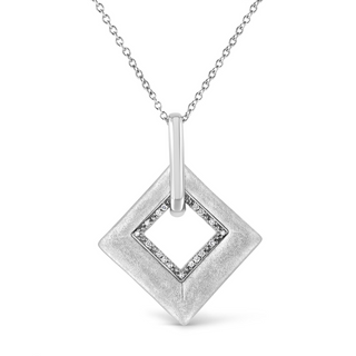 .925 Sterling Silver Pave-Set Diamond Accent Kite Shape 18" Pendant Necklace (I-J Color, I1-I2 Clarity)